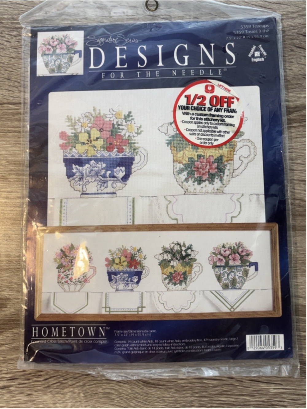 Cross Stitch Kit "Teacups" Designs for the Needle 7.5"x22" 5359 New Hometown NOS